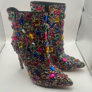 POPPY-MULTI JEWELED STILETTO BOOTIE size 7